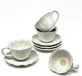 HVH 10 oz Cappuccino Cups with Saucers Set of 4, Cream by HVH