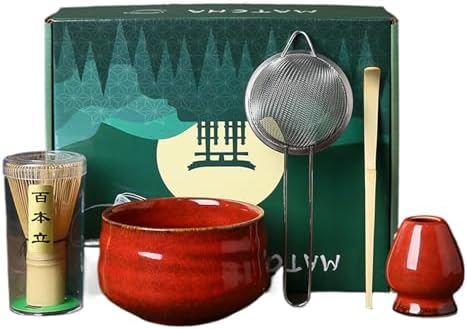 Matcha Whisk and Bowl Set – Complete Japanese Tea Tool Kit for Ceremonial Use | 5-Piece Maatcha Maker Includes Scoop, Chasen, Sifter, Ceramic Cup, Bamboo Accessories for Brewing Green Tea at Home by Unknown