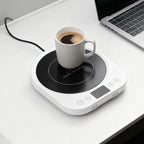 Tnfeeon Electric Mug Warmer with 3 Temperature Settings 12H Timer, Auto Shut Off Cup Heater for Desk Office Home, Beverage Warmer for Coffee Tea Milk, White - Image 4