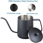 Easyworkz Gage Gooseneck Pour Over Coffee Kettle 20 oz (Black), Bundled with Easyworkz Retro Stainless Steel Coffee Spoon With Black Walnut Handle,10g - Measuring Spoon (Brushed gold) - Image 3