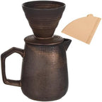 with 100 Filter Papers, Ceramic Pour Over Coffee Dripper Set, 620 Ml Capacity, Vintage Classic Design, Pour Over Coffee Maker Ideal for Home Or Office - Image 4