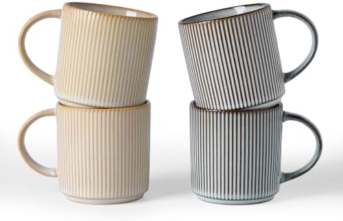famiware Coffee Mug Set of 4, Star 12 oz Ceramic Mugs Cups Set with Handle by Famiware