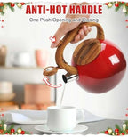 3.2Qt Stainless Steel Whistling Tea Kettle Stovetop, Red - Image 5