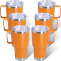 20 oz Tumbler with Handle and Lid Insulated Travel Coffee Mug Orange 6P by ATQTQ
