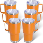 20 oz Tumbler with Handle and Lid Insulated Travel Coffee Mug Orange 6P by ATQTQ