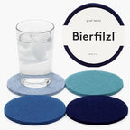 Graf Lantz - Bierfilzl Merino Wool Round Coasters Set of 4 - Ocean (4" Circles) - Absorbs 30% of Weight - German Wool - Heat Resistant, Sustainable, & Reusable - Home Decor & Coffee Table Decor by GrafLantz