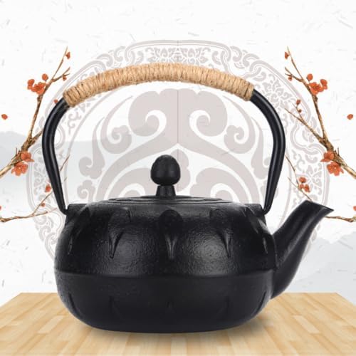 0.6L Japanese Style Anti Hot Handle Cast Iron Teapot Tetsubin with Stainless Steel Filter Tea Kettle Iron Tea Gift for Adult Father Mother Family - Image 2