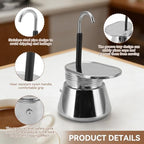 Cyrank Single Tube Moka Pot, Stainless Steel Italian Espresso Coffee Maker - Image 2