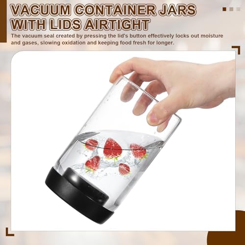 uxcell 2pcs Coffee Vacuum Container, 500ml/17oz Glass Coffee Bean Storage Container with Lids for Spices Biscuits Loose Leaf Tea, Black - Image 3