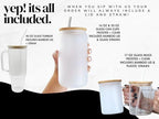 Sip-Sip Hooray! Christmas Reindeer Candy Cane 40oz Glass Tumbler with Lid and Straw, Iced Coffee Cup Holiday Gift - Image 3