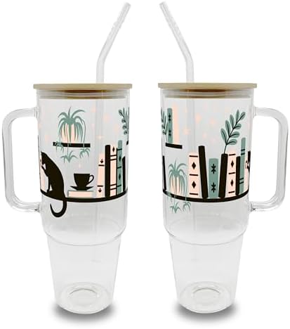 Sip-Sip Hooray! Boho Bookshelf 40oz Glass Tumbler with Lid and Straw by Sip-SipHooray