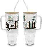 Sip-Sip Hooray! Boho Bookshelf 40oz Glass Tumbler with Lid and Straw by Sip-SipHooray
