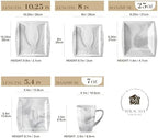 MALACASA Dinnerware Sets, 30 Piece Porcelain Plates and Bowls Sets for 6, Square Dish Set with Dinner Plates Set, Cup and Saucer, Modern Dishware Dishes Microwave Safe, Marble Grey, Series Blance - Image 2