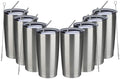 MEWAY 20oz Tumbler 8 Pack Double Wall Vacuum Insulated Travel Mug Bulk, Stainless Steel Tumblers with Lid and Straw, Durable Powder Coated Coffee Cups for Cold & Hot Drinks (Silver, 8) by MEWAY