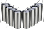MEWAY 20oz Tumbler 8 Pack Double Wall Vacuum Insulated Travel Mug Bulk, Stainless Steel Tumblers with Lid and Straw, Durable Powder Coated Coffee Cups for Cold & Hot Drinks (Silver, 8) by MEWAY