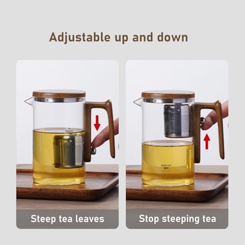 650ml(21.98oz) Enchanti Glass Teapot with Magnetic Stainless Steel Infuser, Tea and Water Separation Magic TeaPot for Loose Leaf and Blooming Tea - Image 4