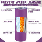 8 Pcs 20oz Insulated Stainless Steel Tumbler with Lid and Straw, Purple - Image 4