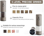 Stainless Steel Rechargeable Electric Salt and Pepper Grinder Set, USB Charging with Dust Cover, 6 Adjustable Grinding Modes + LED Light 2pack，Brown - Image 5