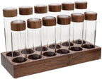 Wooden Coffee Bean Dispenser with Glass Vials and Walnut Base for Home by GARNECK