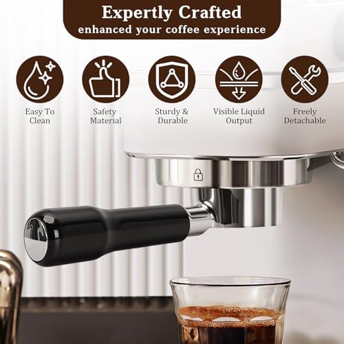 54mm Bottomless Portafilter, 3 Ears with Stainless Steel Filter Basket, 54mm Stainless Steel Portafilter Fit for Breville Barista 870 880 Coffee Machines, Black - Image 3