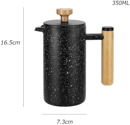 HASMI Coffee Kettle French Double Stainless Steel French Press Pot Filter Insulation Home Hand Brew Coffee Pot Milk Frother Coffee Maker (Color : Black, Size : 350ml), Dingzhebo2022 - Image 2