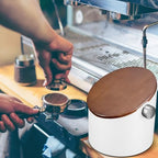 Reallnaive 5.3in Espresso Knock Box with Lid, White, Round - Image 5