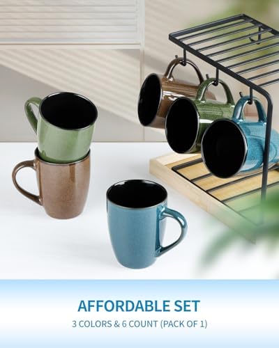 Ceramic Mugs 12oz,Large Ceramic Coffee Cups for Men, Women, Dad, Mom, Modern Coffee Mugs With Handle For Tea,Latte,Cappuccino,Cocoa. (green 4pack) - Image 3