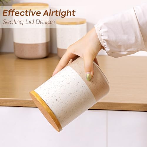 Kitchen Canister Set of 3, Large Ceramic Food Storage Containers with Lids - Image 4