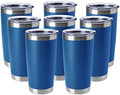 HASLE OUTFITTERS 20oz Tumblers Stainless Steel Mugs with Lid Double Wall Vacuum Insulated Coffee Cups for Cold & Hot Drinks (20oz-Dark Blue, 8 Pack) by HASLEOUTFITTERS
