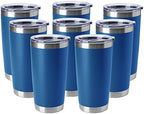 HASLE OUTFITTERS 20oz Tumblers Stainless Steel Mugs with Lid Double Wall Vacuum Insulated Coffee Cups for Cold & Hot Drinks (20oz-Dark Blue, 8 Pack) by HASLEOUTFITTERS