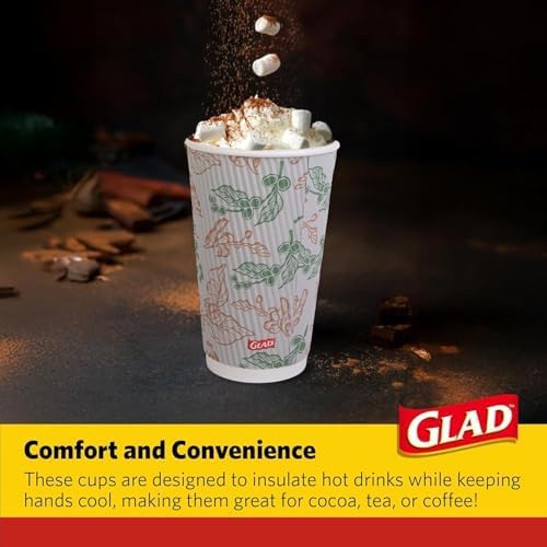 Glad Disposable Coffee Cups with Lids, Coffee Flower, 16 Oz, 50 Count, 6-Pk - Image 3