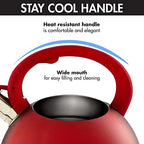 Primula Avalon Whistling Kettle - Whistling Spout, Locking Spout Cover, and Stay-Cool Handle - Stainless Steel - 2.5 Quarts - Matte Red (PAVRE-6225) - Image 3