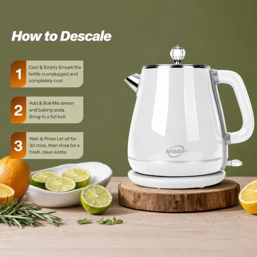 1.8L Electric Kettle, Tea Kettle with Fast Boil 1350W, Pearl White - Image 3