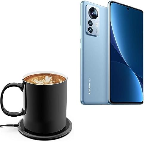 BoxWave Charger Compatible with Xiaomi 12 Pro - HottieMug with Wireless PowerDisc Charger (15W), Qi Mug Warmer Coffee Desktop - Jet Black by Unknown