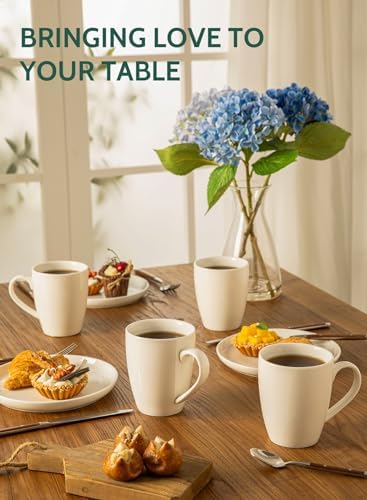 Sweese Porcelain Coffee Mugs - 16 Ounce - Set of 6, Cups for Latte, Hot Tea, Cappuccino, Mocha, Cocoa, White (Pack of 2) - Image 3