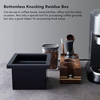 Maxmartt Knock Box Espresso, Desktop Knocking Residue Box with Rubber Bar, Square Bottomless Waste Bucket, Compact Barista Tool for Home, Café, Office - Image 3