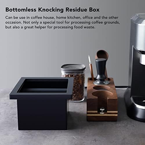 Maxmartt Knock Box Espresso, Desktop Knocking Residue Box with Rubber Bar, Square Bottomless Waste Bucket, Compact Barista Tool for Home, Café, Office - Image 3