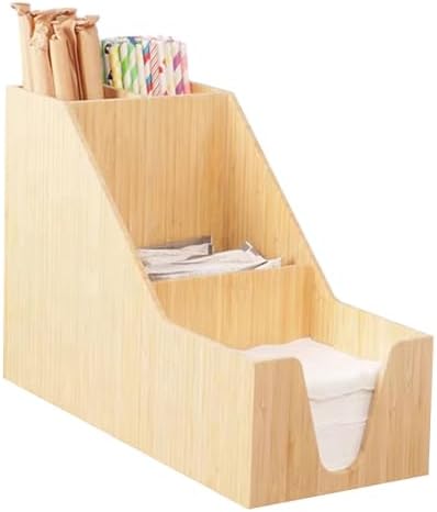 Cup and Lid Holder, Cup Dispenser with Coffee Pods Stand & Straw Organizer, Coffee Bar Organizer for Countertop, Disposable Cups Holder for Coffee Station, Bar, Home,Bamboo 06 by Unknown