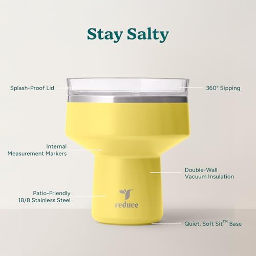 REDUCE Saltini 16oz Margarita Tumbler - Insulated Cocktail Glass with Lid - Image 3