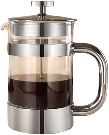 French Press Coffee Maker 3-level Filters Coffee And Tea Maker Durable Stainless Steel Frame, Thick Heat Resistant Glass Pot Multifunction Brewed Coffee Pot For Camping(/Silver,350ml) by GIZNXBA