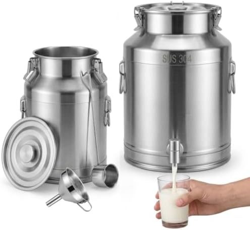 304 Stainless Steel Milk Can Milk Bucket,1.32-33 Gal Drink Dispenser Spigot by Unknown