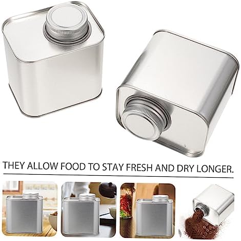 3pcs Airtight Coffee and Tea Canisters Square Tin Storage Jars for Sugar Loose Leaf Tea and Coffee Powder Moisture Secure Lids - Image 4