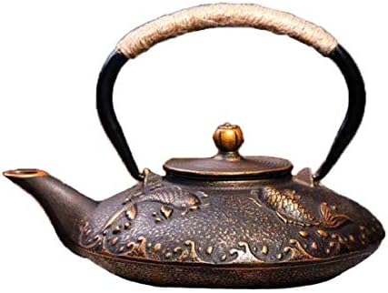 tetsubin Cast iron Tea Kettle workshop Healthy japanese fish pattern Teapot with Stainless Steel Infuser（30.4oz） by Unknown