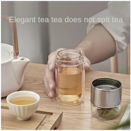 3-in-1 Smart Tea Infuser Bottle with Filter, Double Wall Glass, 280ml, Heat Resistant, Leak-Proof(420ml) - Image 3
