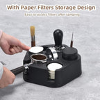 Espresso Station 58mm Accessories Organizer - CAFEMASY Pentagon Espresso Coffee Tamping Station with Paper Filter Holder Dispense - Image 4