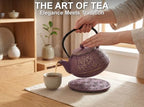 40 Oz Purple Maple Leaf Cast Iron Teapot, Enamel Interior, Infuser & Trivet - Image 2