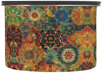 Stainless Steel Coffee Storage Containers with Airtight Lid, Hippy Mandala 30oz Food Storage Container Kitchen Canister for Tea, Coffee Beans, Ground, Sugar Storage by Quteprint