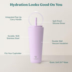 REDUCE Halo 32 oz Stainless Steel Vacuum Insulated Tumbler - Spill Proof Travel Mug with Flip Handle Lid - Keeps Drinks Cold for 32 Hrs - Dishwasher Safe - Cupholder Friendly - Lilac Bud - Image 4