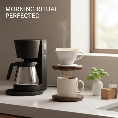 Wooden Coffee Dripper Stand for Pour Over Cone Filters, Solid Wood Base with Open Frame Design, 6.3 x 6.3 x 2.6 Inches (1 PC) - Image 2