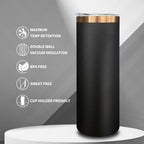 20 oz Skinny Tumblers Bulk with Lids and Straws Black,4 pack - Image 4